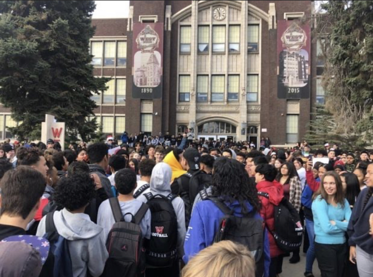 Students protest their principals leave outside of West High on Tuesday, November 19, 2019 at 9:40 am.