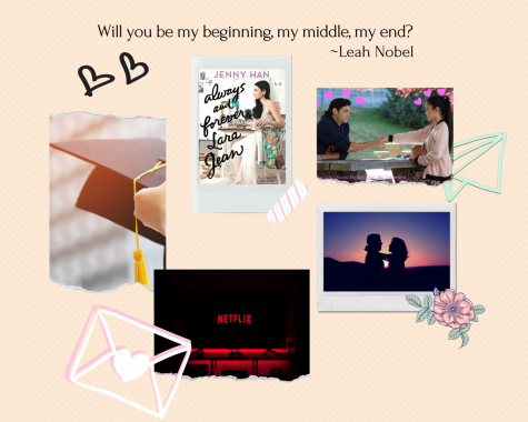 Collage of Always and Forever created via Canva that depicts the tale of Peter Kavinsky and Lara Jean Covey. 